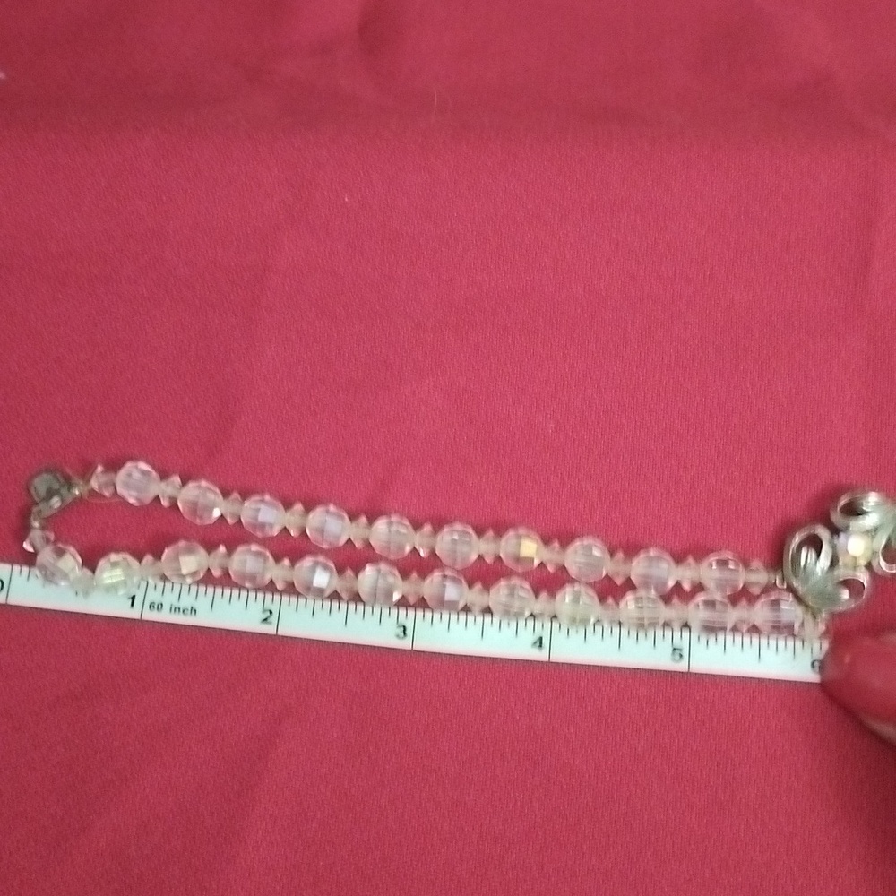 Vintage Estate Small AB Crystal 2 strand bracelet w Ornate Clasp - Picture 7 of 11